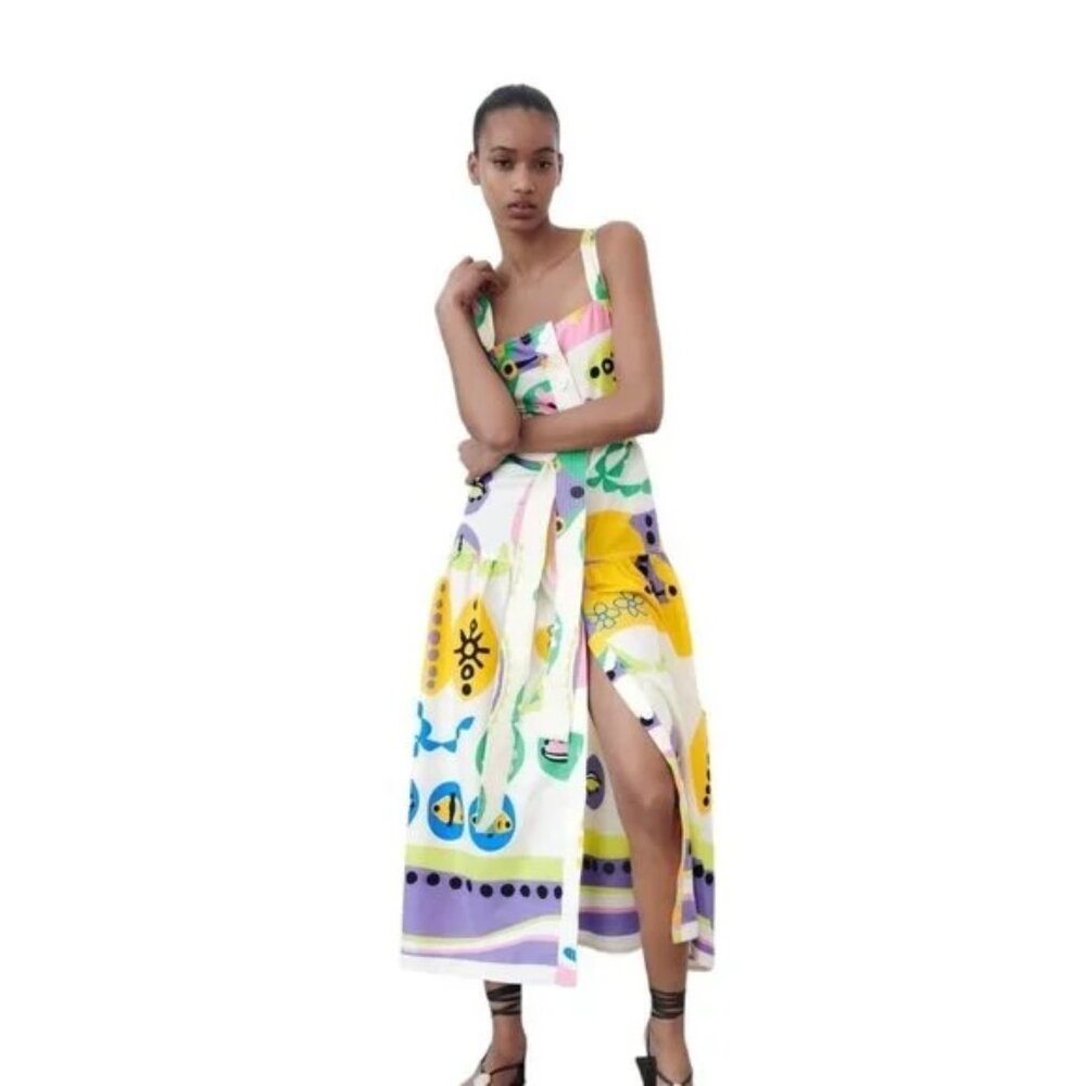 Zara Colorful Abstract Midi Dress - Picture 6 of 7